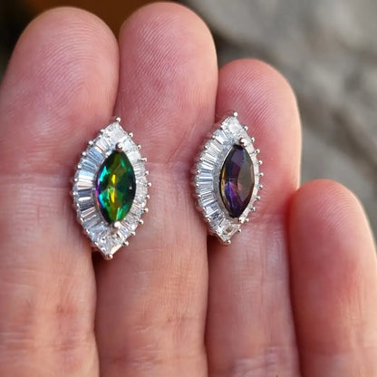 Pendientes de arcoíris para mujer pendientes plata piedra