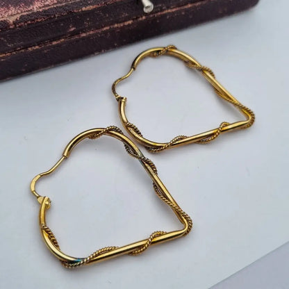 Pendientes de aro grandes con hilo enlazado joyas doradas NOS para mujer