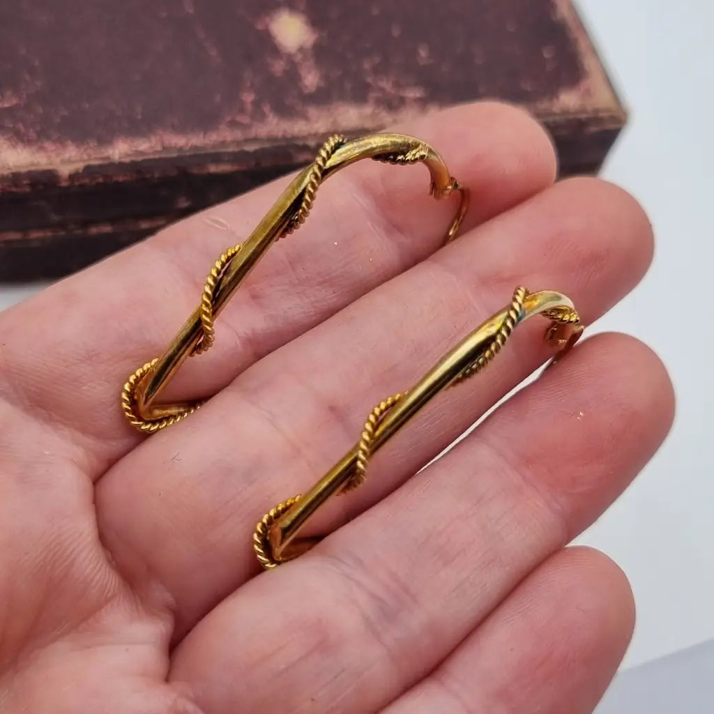 Pendientes de aro grandes con hilo enlazado joyas doradas NOS para mujer