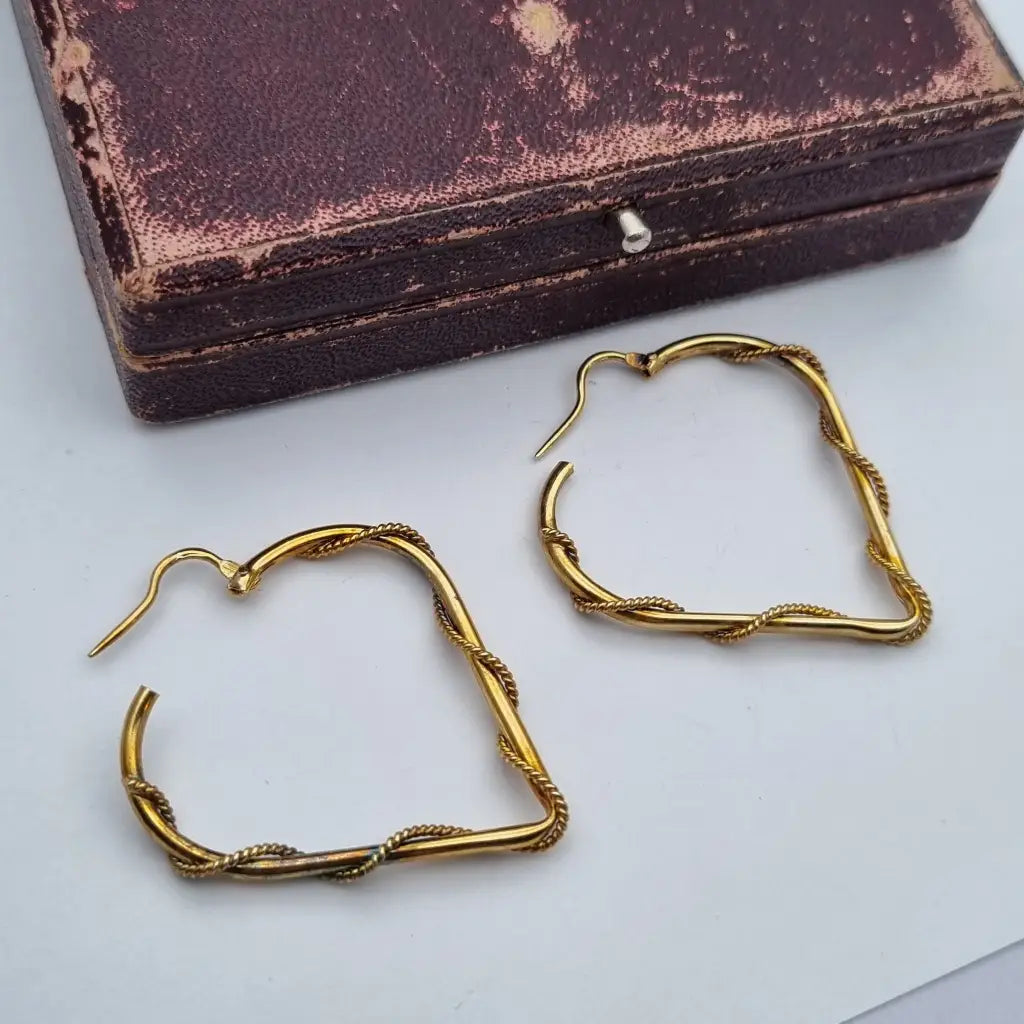 Pendientes de aro grandes con hilo enlazado joyas doradas NOS para mujer