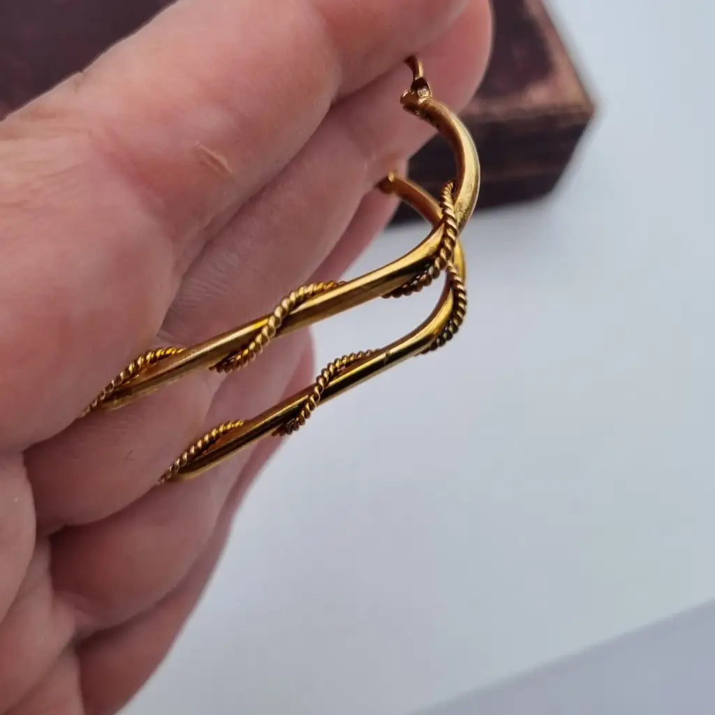 Pendientes de aro grandes con hilo enlazado joyas doradas NOS para mujer