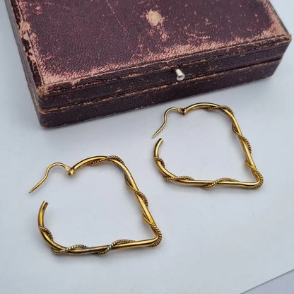 Pendientes de aro grandes con hilo enlazado joyas doradas NOS para mujer