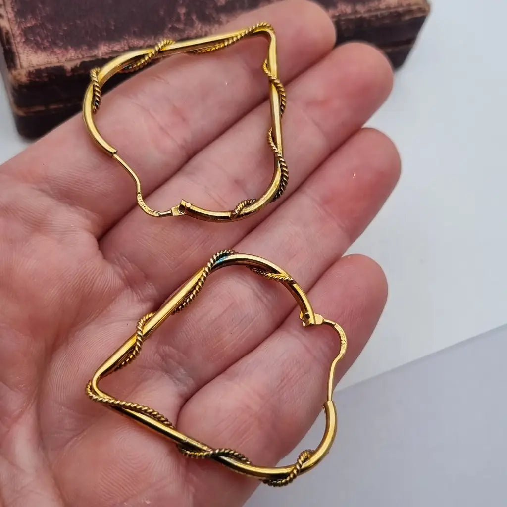 Pendientes de aro grandes con hilo enlazado joyas doradas NOS para mujer