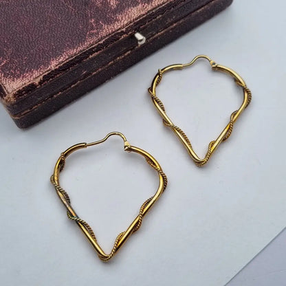 Pendientes de aro grandes con hilo enlazado joyas doradas NOS para mujer