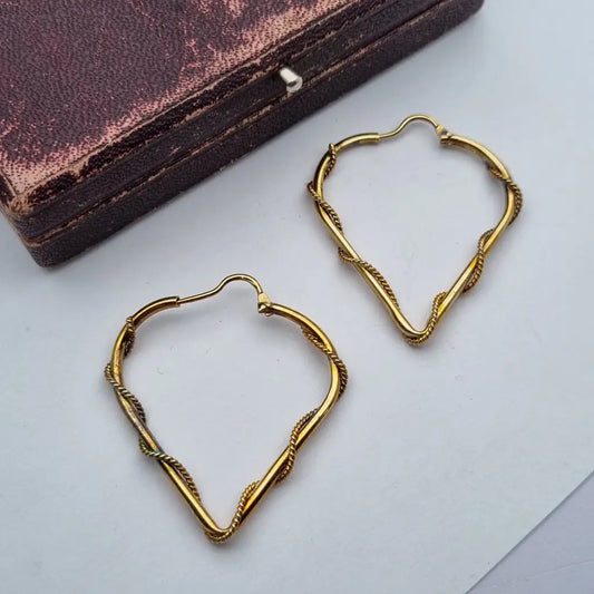 Pendientes de aro grandes con hilo enlazado joyas doradas NOS para mujer