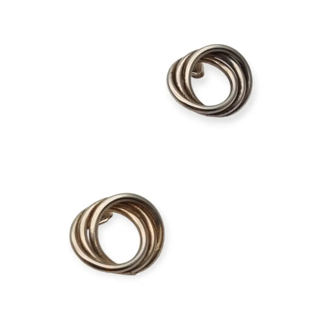 Pendientes aros entrelazados de plata 925 joyeria vintage. - LaBizarreSusu