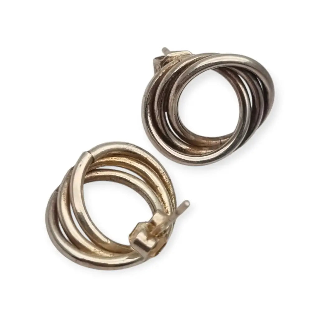 Pendientes aros entrelazados de plata 925 joyeria vintage. - LaBizarreSusu