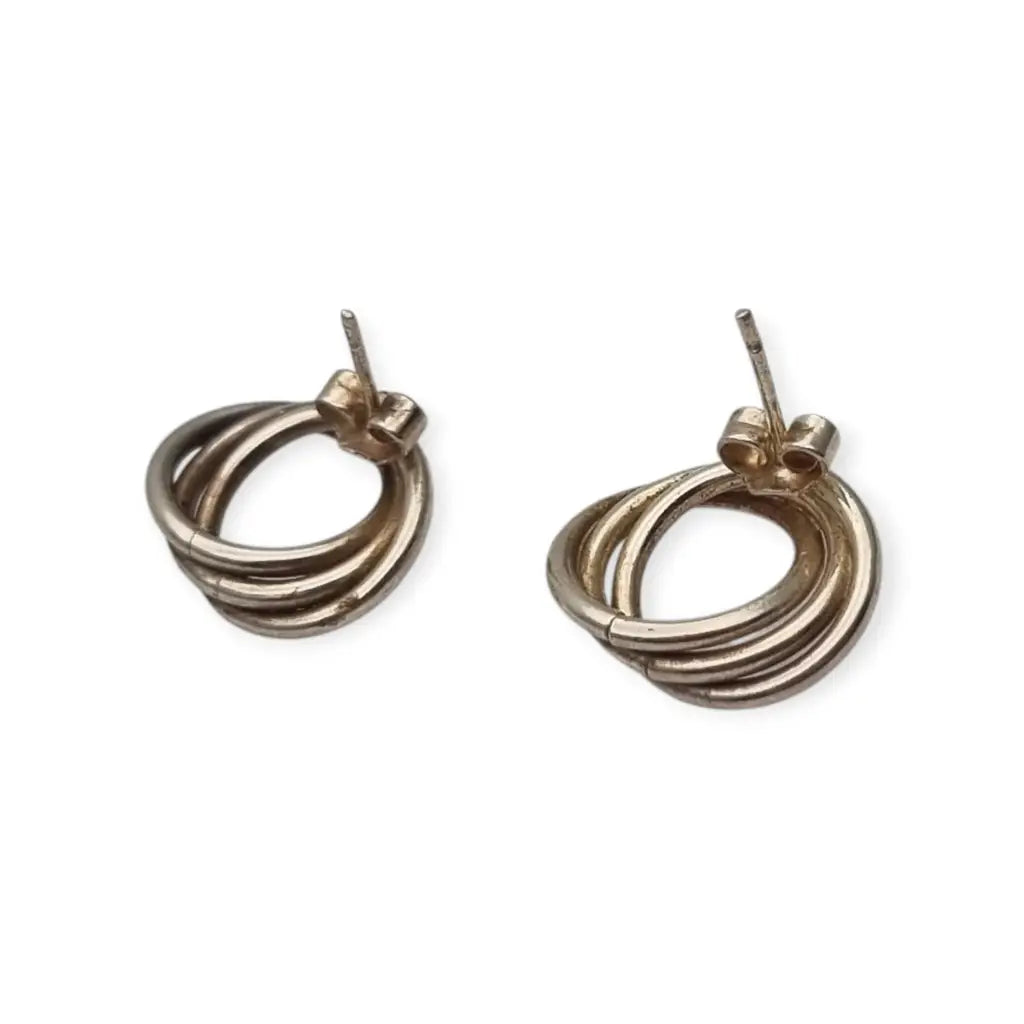Pendientes aros entrelazados de plata 925 joyeria vintage. - LaBizarreSusu