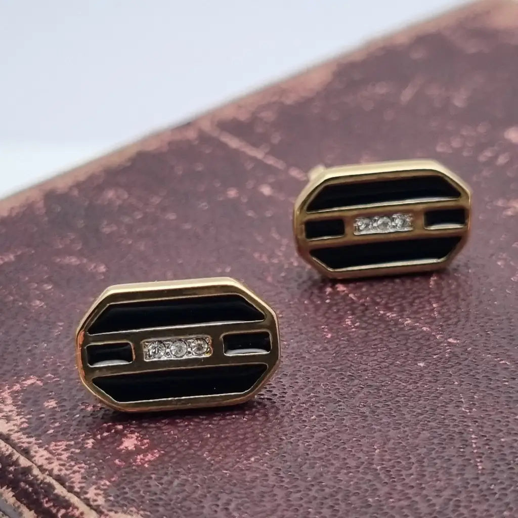 Pendientes brillantes vintage art decó de los años 80 NOS sin usar accesorios