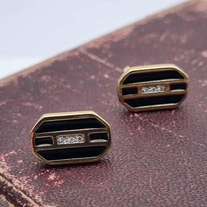 Pendientes brillantes vintage art decó de los años 80 NOS sin usar accesorios