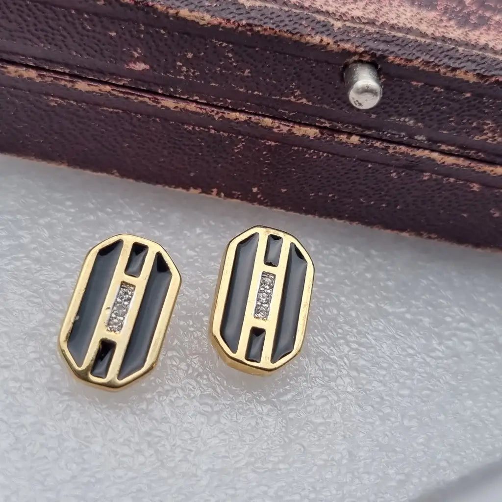 Pendientes brillantes vintage art decó de los años 80 NOS sin usar accesorios
