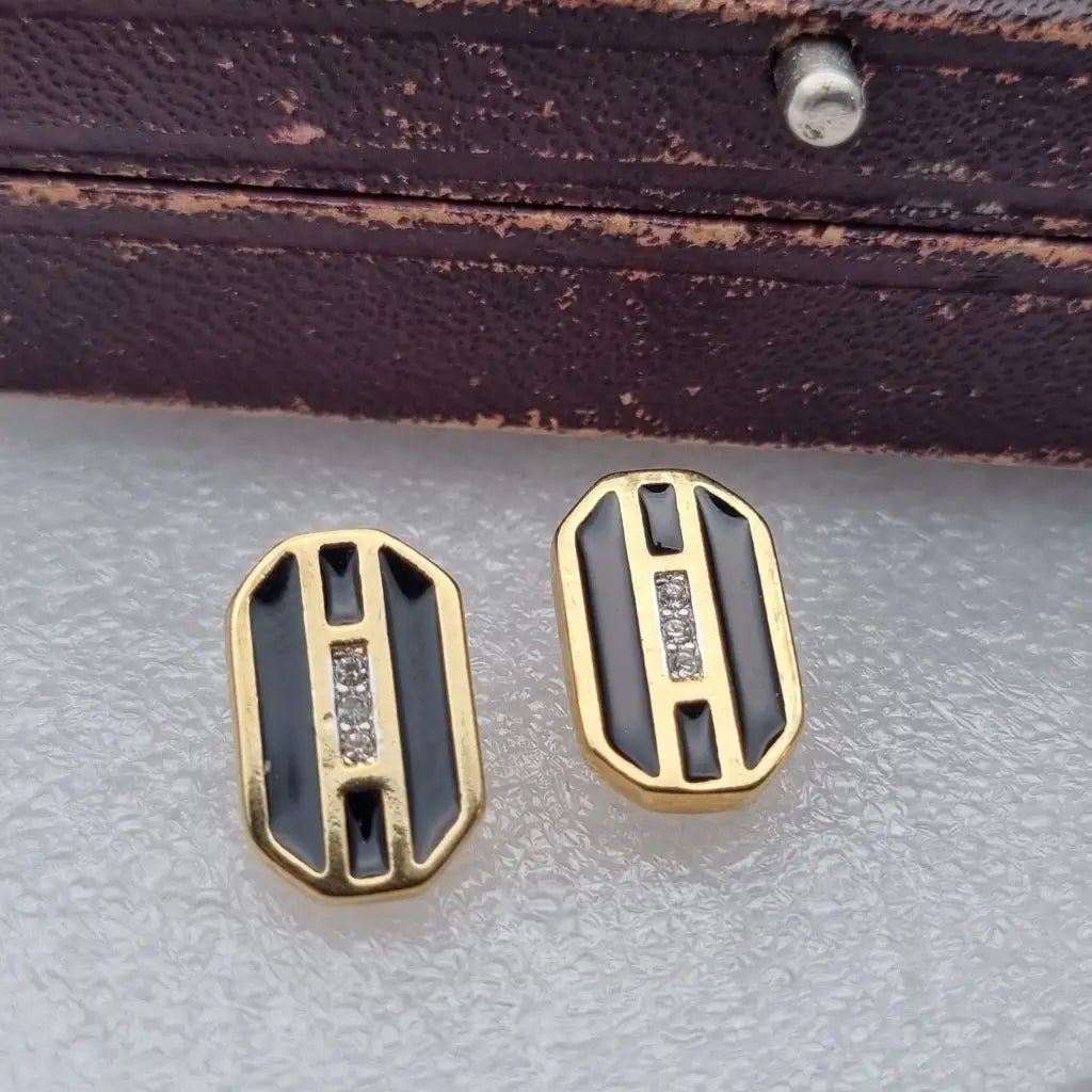 Pendientes brillantes vintage art decó de los años 80 NOS sin usar accesorios