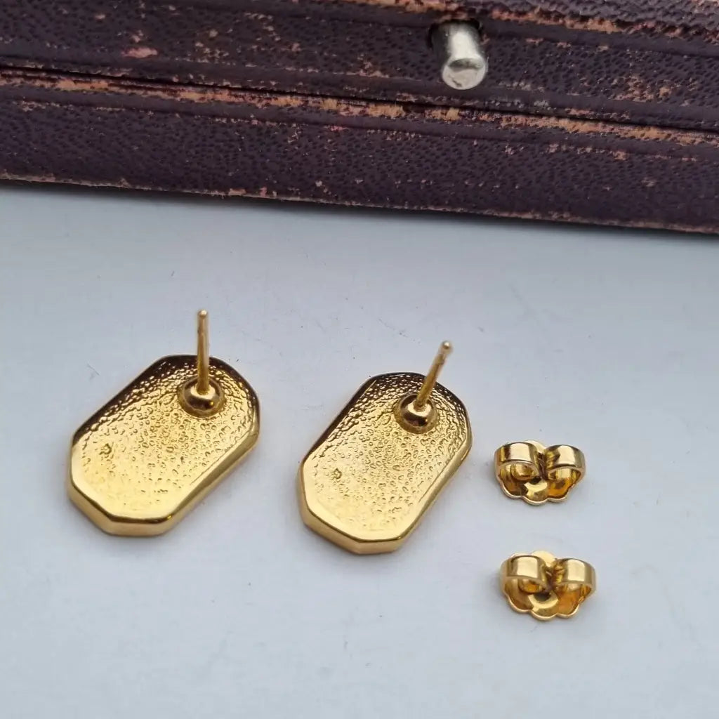 Pendientes brillantes vintage art decó de los años 80 NOS sin usar accesorios