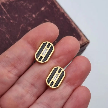 Pendientes brillantes vintage art decó de los años 80 NOS sin usar accesorios