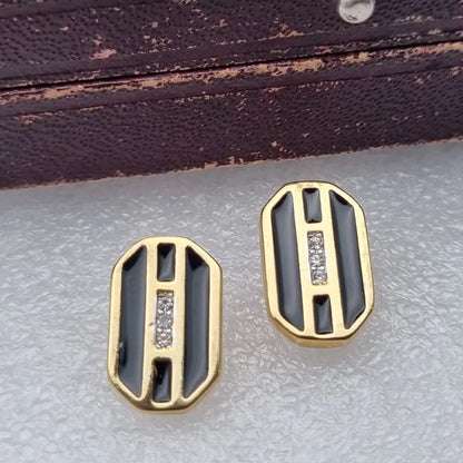 Pendientes brillantes vintage art decó de los años 80 NOS sin usar accesorios