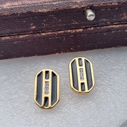Pendientes brillantes vintage art decó de los años 80 NOS sin usar accesorios