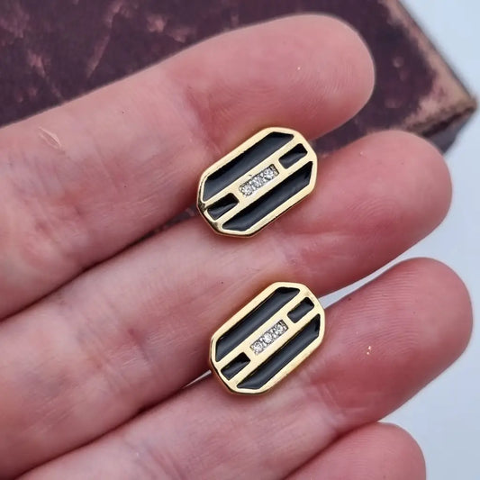 Pendientes brillantes vintage art decó de los años 80 NOS sin usar accesorios