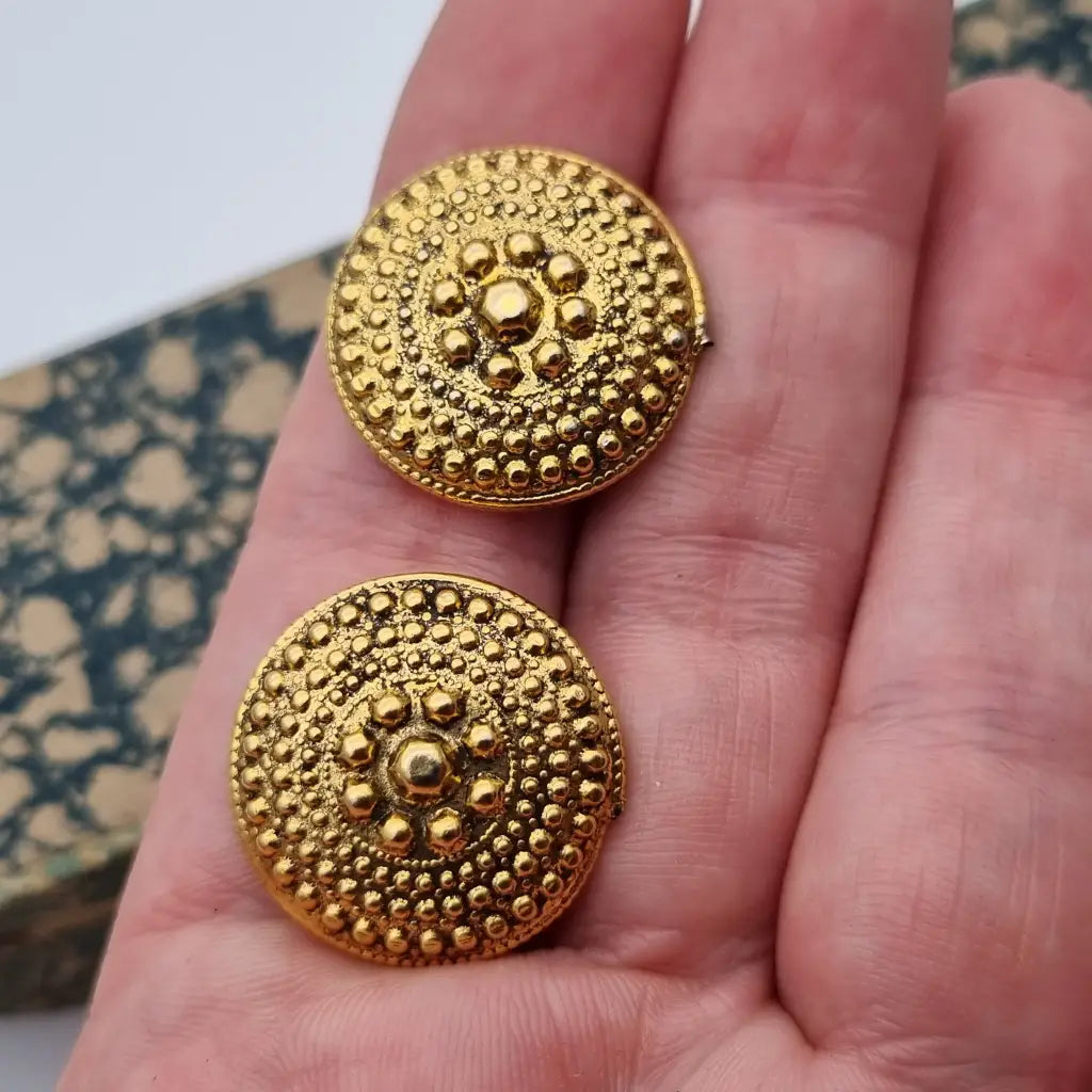 Pendientes de clip redondos NOS color dorado para mujer joyería vintage