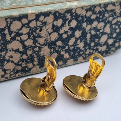Pendientes de clip redondos NOS color dorado para mujer joyería vintage