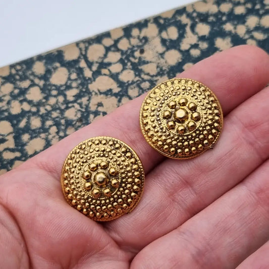 Pendientes de clip redondos NOS color dorado para mujer joyería vintage