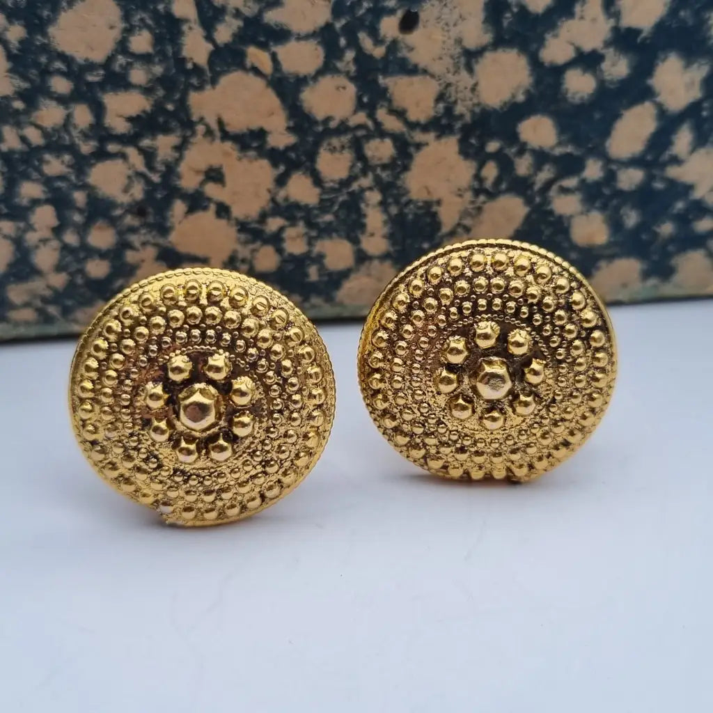 Pendientes de clip redondos NOS color dorado para mujer joyería vintage