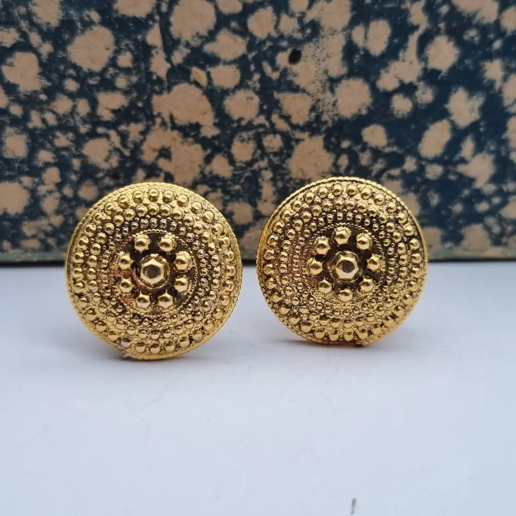 Pendientes de clip redondos NOS color dorado para mujer joyería vintage