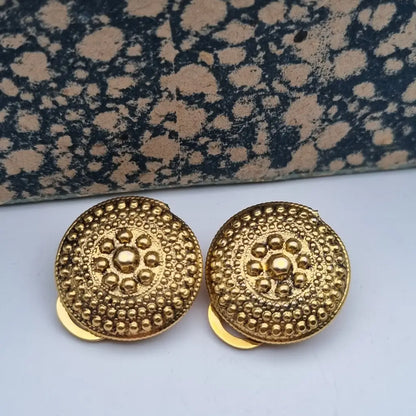 Pendientes de clip redondos NOS color dorado para mujer joyería vintage