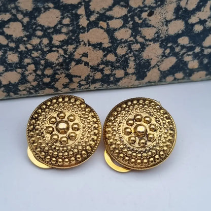 Pendientes de clip redondos NOS color dorado para mujer joyería vintage