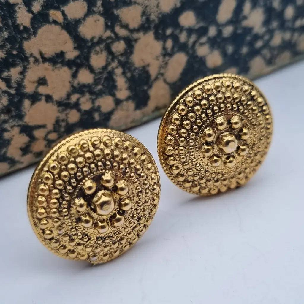 Pendientes de clip redondos NOS color dorado para mujer joyería vintage
