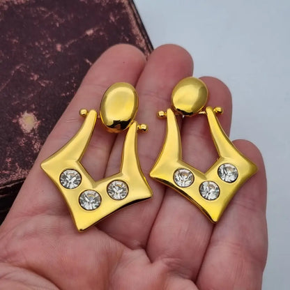 Pendientes colgantes de joyería dorada NOS para mujer accesorios vintage