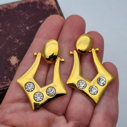 Pendientes colgantes de joyería dorada NOS para mujer accesorios vintage