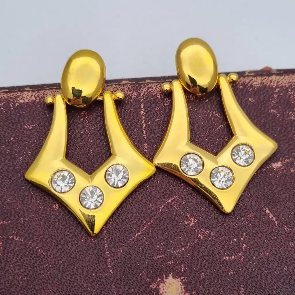 Pendientes colgantes de joyería dorada NOS para mujer accesorios vintage