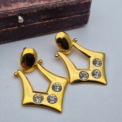 Pendientes colgantes de joyería dorada NOS para mujer accesorios vintage