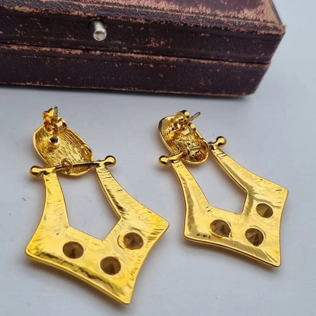 Pendientes colgantes de joyería dorada NOS para mujer accesorios vintage