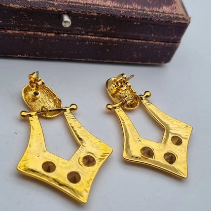 Pendientes colgantes de joyería dorada NOS para mujer accesorios vintage