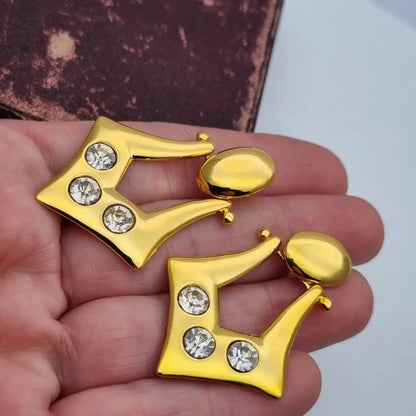 Pendientes colgantes de joyería dorada NOS para mujer accesorios vintage