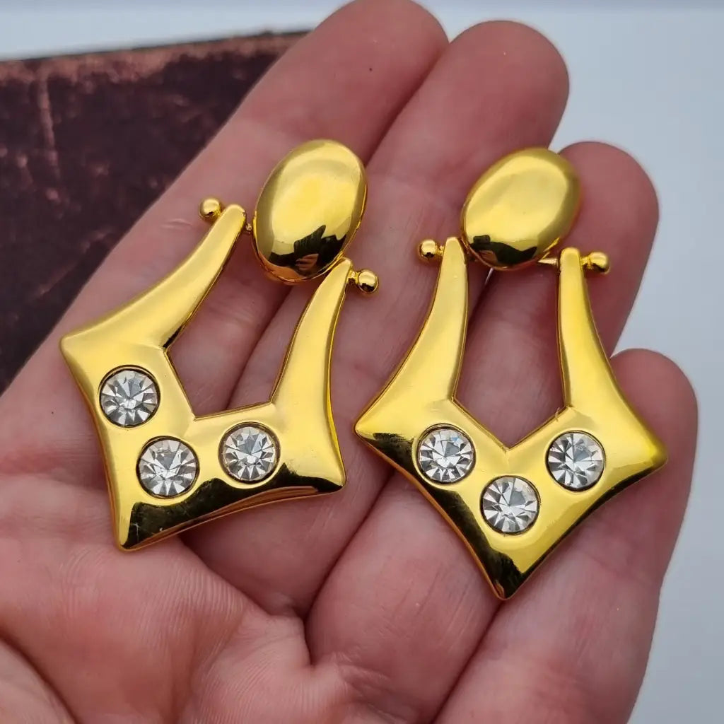 Pendientes colgantes de joyería dorada NOS para mujer accesorios vintage
