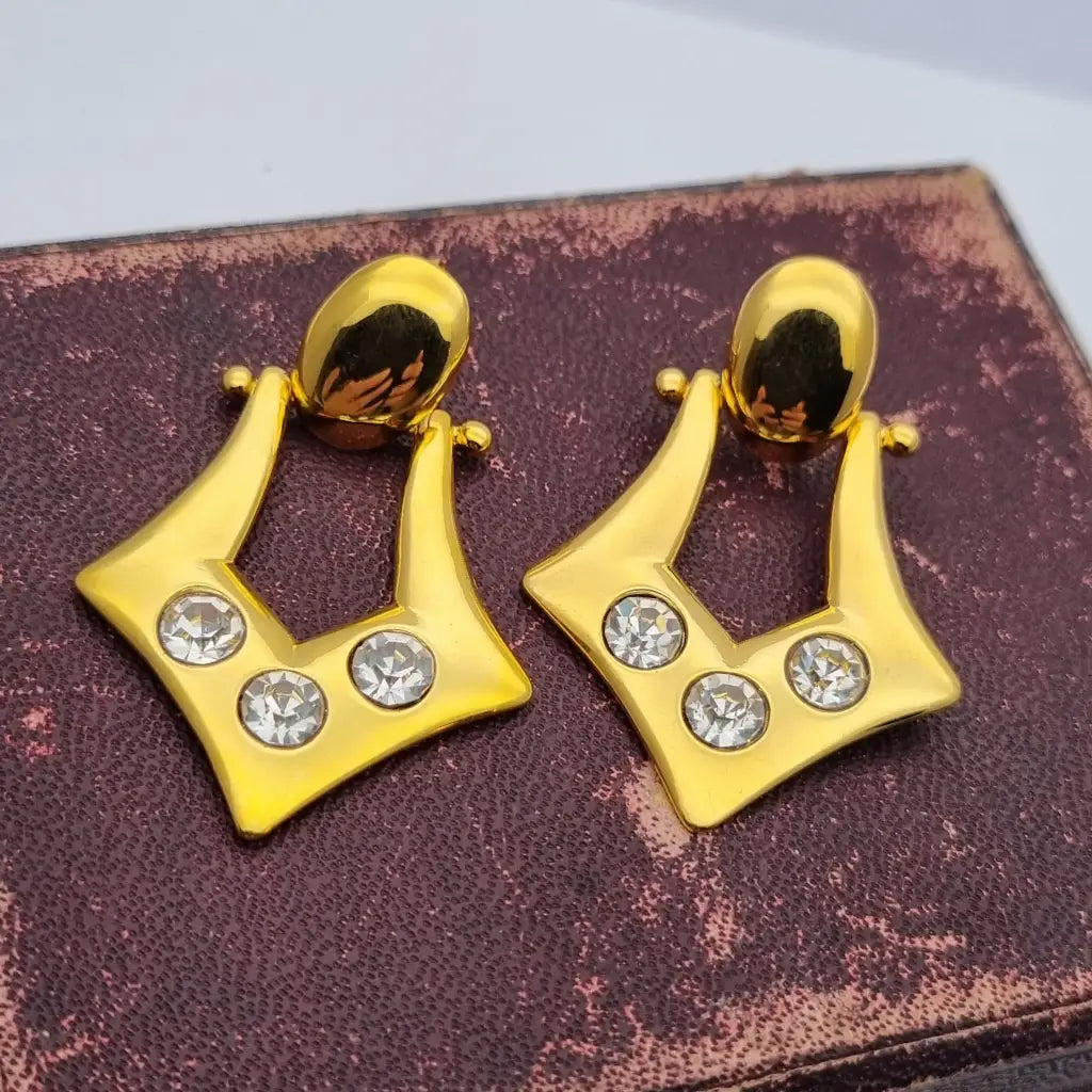 Pendientes colgantes de joyería dorada NOS para mujer accesorios vintage