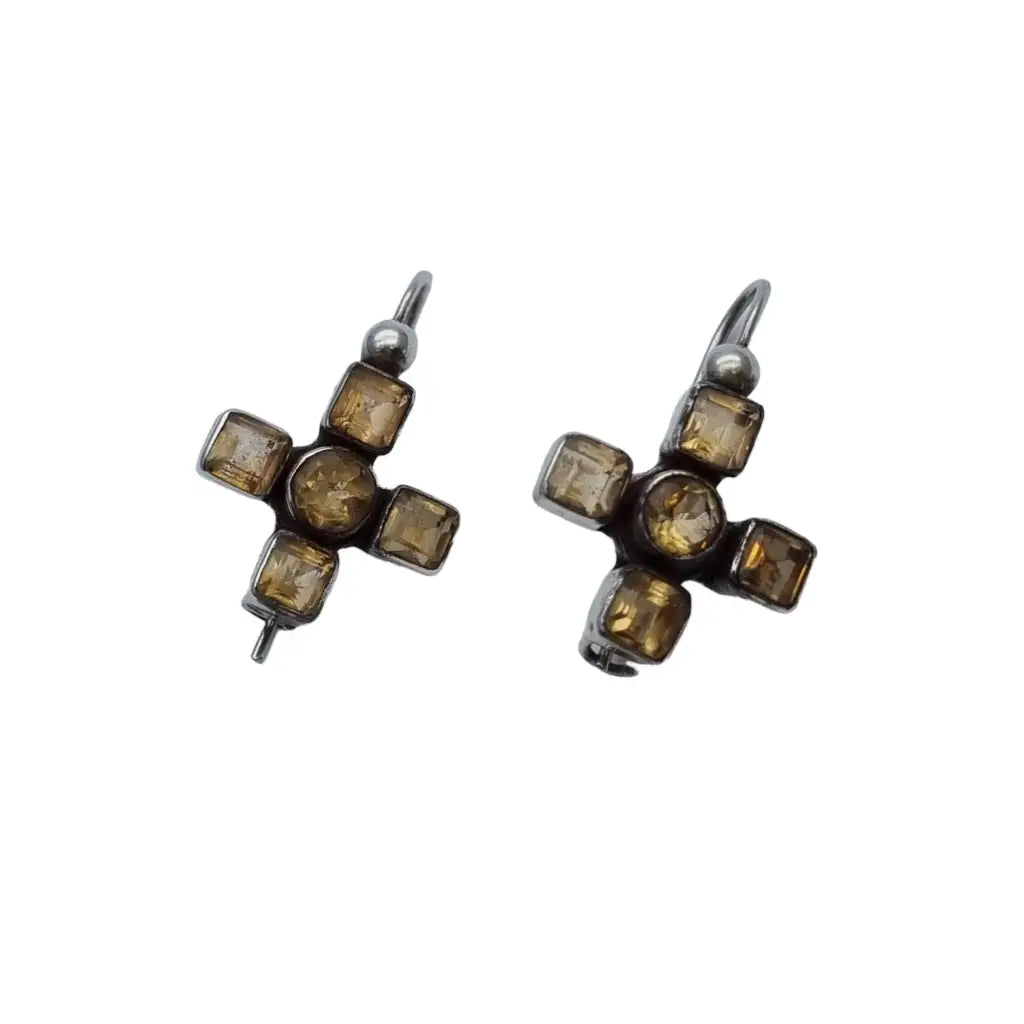 Pendientes de cruz citrino pendientes lágrima plata 925 joyas piedra