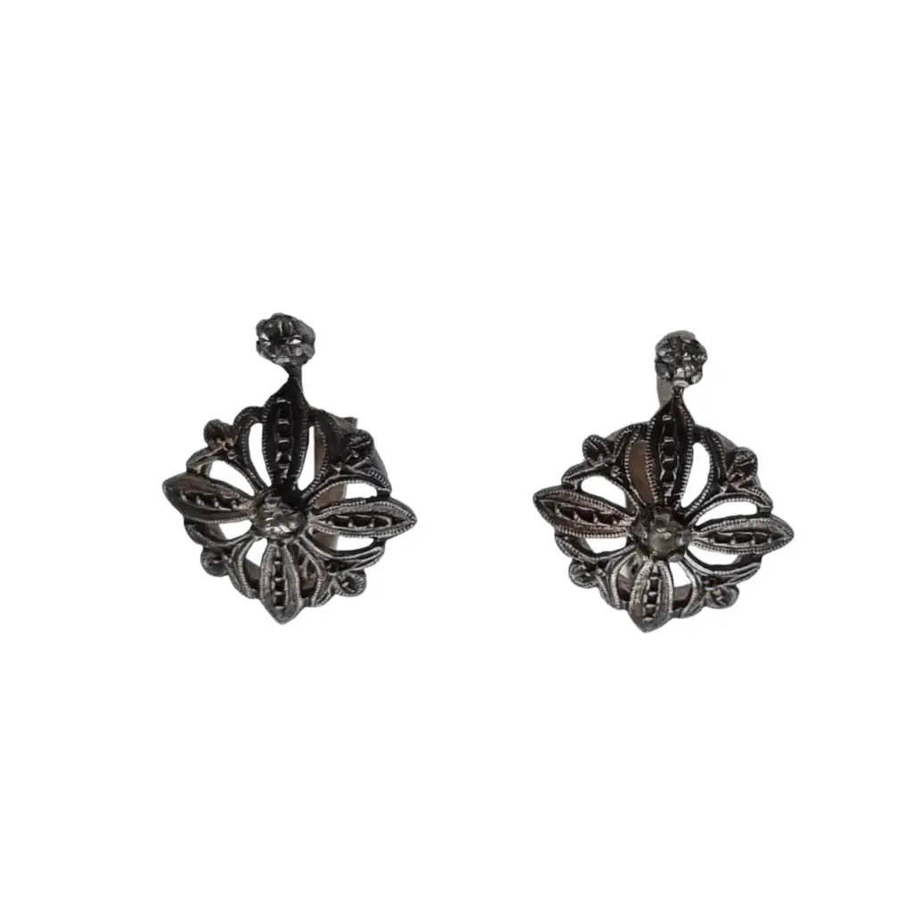 Pendientes de plata victoriana para mujer ley 925 piedras blancas