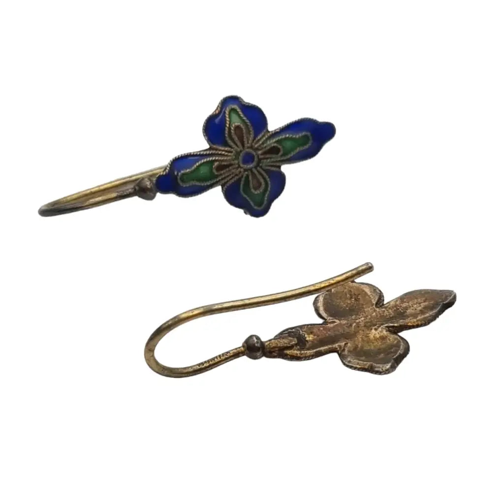 Pendientes de flor salvia Shashi esmalte azul vintage regalos para mujeres