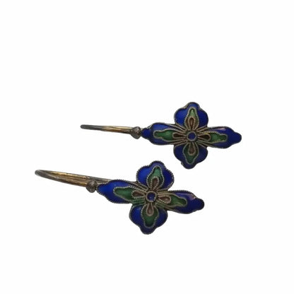 Pendientes de flor salvia Shashi esmalte azul vintage regalos para mujeres