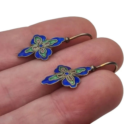 Pendientes de flor salvia Shashi esmalte azul vintage regalos para mujeres