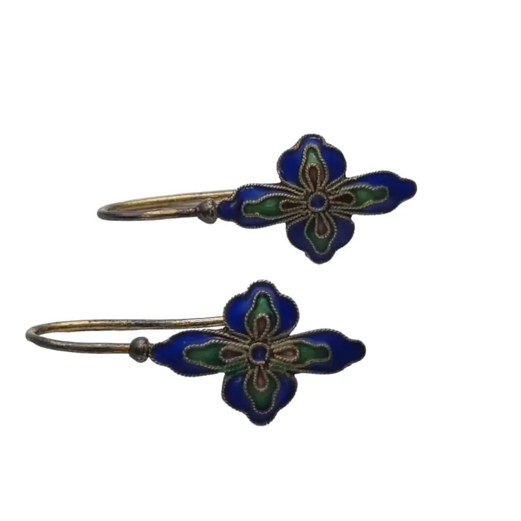 Pendientes de flor salvia Shashi esmalte azul vintage regalos para mujeres