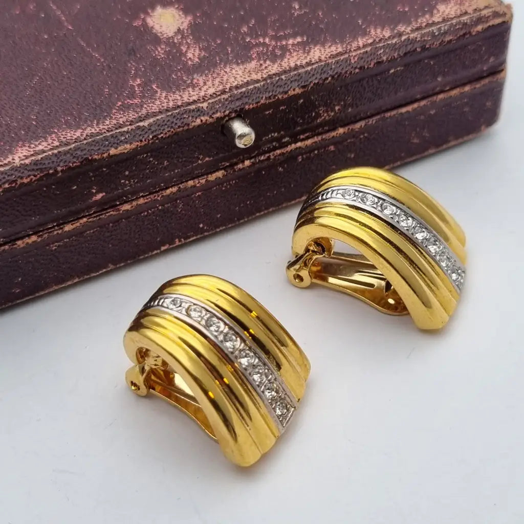 Pendientes de joyería dorada NOS para mujer pendientes clip vintage