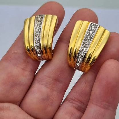 Pendientes de joyería dorada NOS para mujer pendientes clip vintage