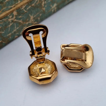 Pendientes de joyería dorada NOS para mujer pendientes vintage clip negros
