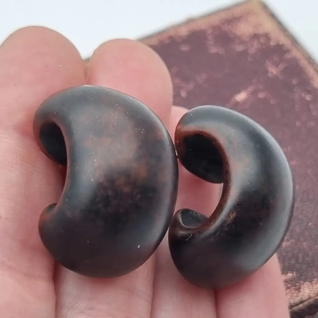 Pendientes de medio aro voluminosos con aspecto madera pendientes vintage