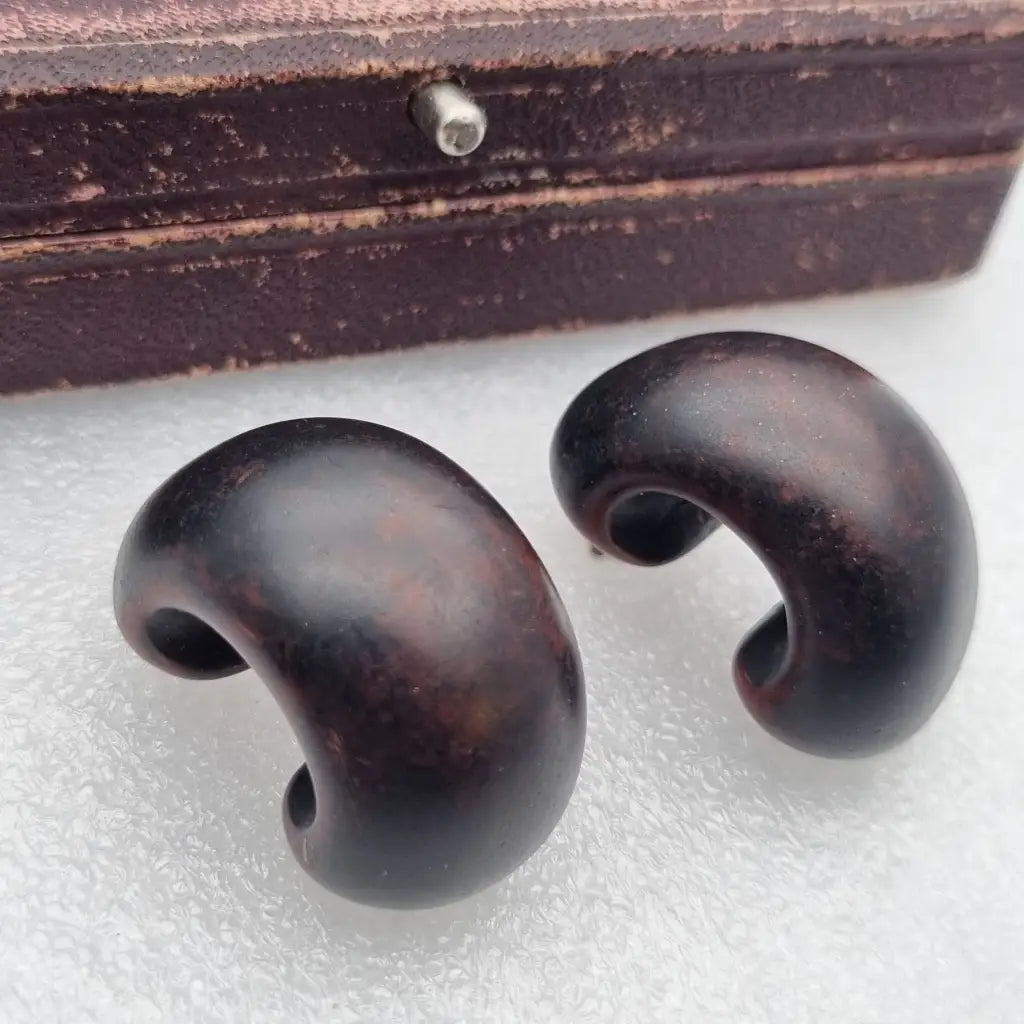 Pendientes de medio aro voluminosos con aspecto madera pendientes vintage