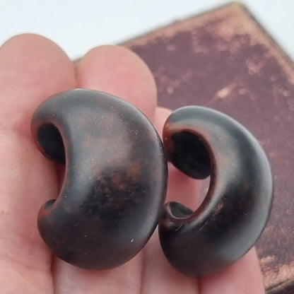 Pendientes de medio aro voluminosos con aspecto madera pendientes vintage